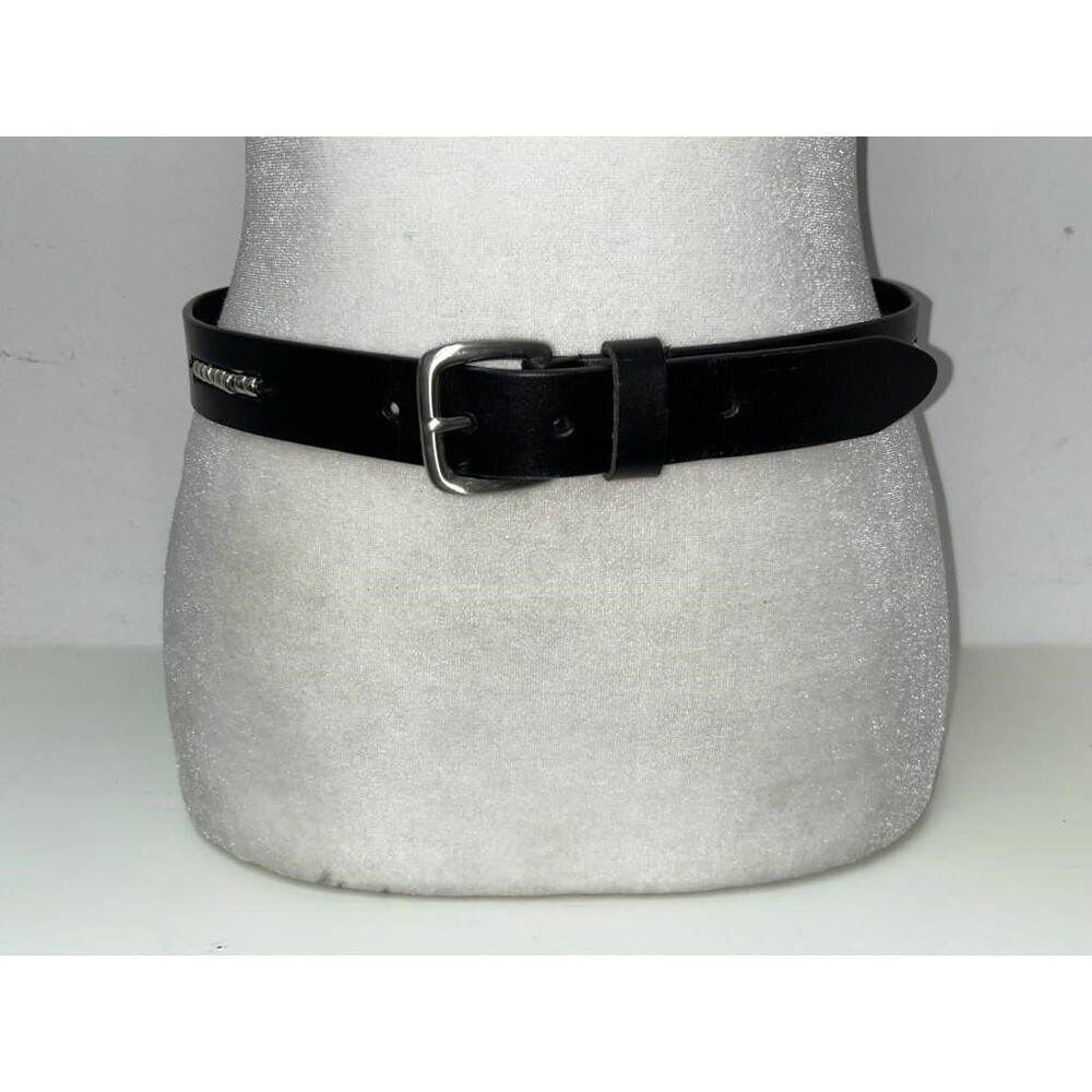 Amiee Lynn VTG Genuine Leather Black Belt w/Beads SZ M Western Boho Chic Gothic